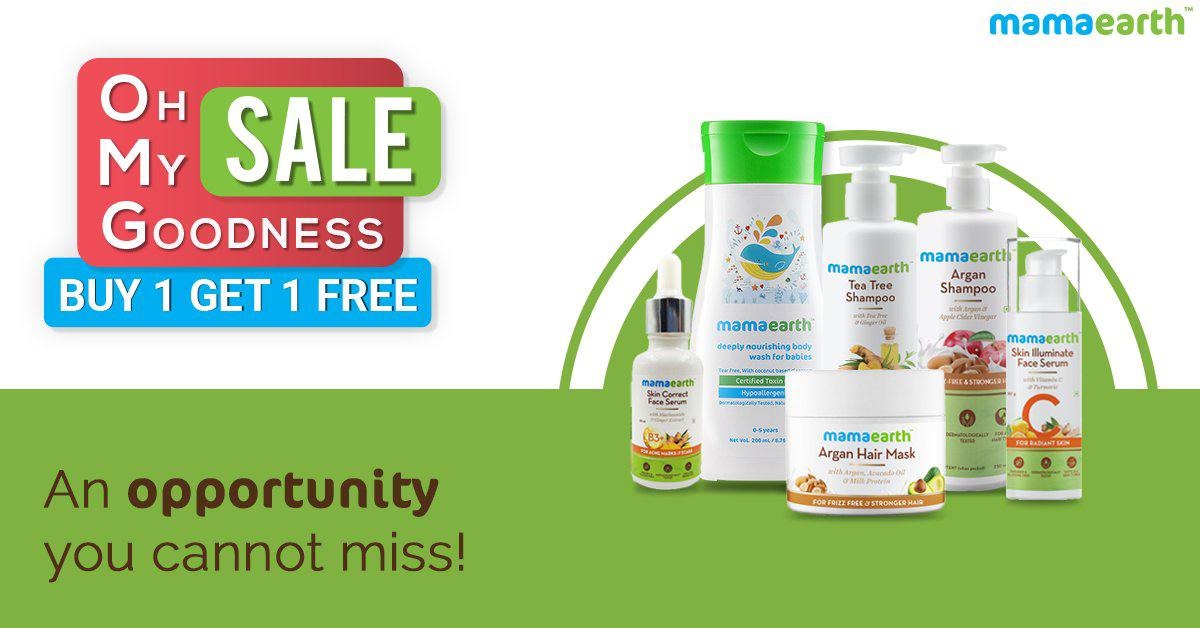 India Desire : Mamaearth Oh My Goodness Sale: Buy 1 Get 1 Free On Mamaearth Shopping